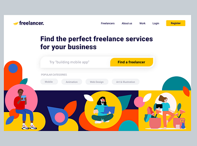 Landing page - colorful colors design freelance illustration interface landing landing page minimal search ui ui ux ui element ux web webdesign website design