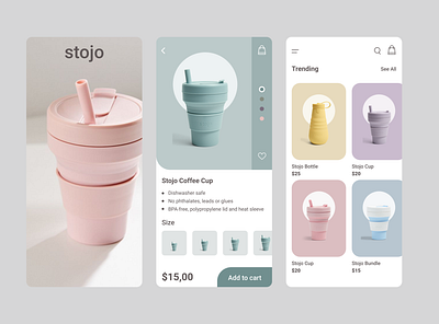 Stojo Mobile App app cart clean design ecology ecommerce ios minimal mobile app online online shop option shop shopping cart stojo store ui ui ux ux