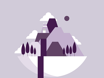 Landscape of dreams - Night adobe illustration illustrator landscape minimalistic moon nature night purple simple