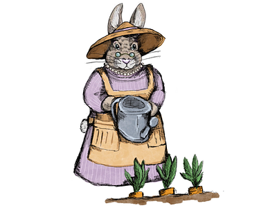 Hopping through the garden animal bunny drawing garden gardening illustration rabbit sketch