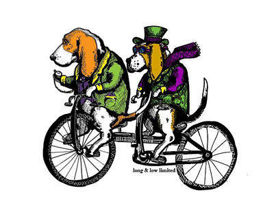 It takes two to tandem! animal childrens book crosshatching dog illustration illustrator