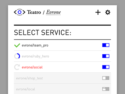 Teatro.io product UI design: Select Service