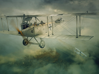 AVIATIK - mission over front line airplane great war