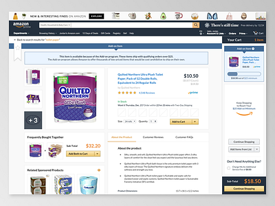 Amazon Case Study (Add-on Item) amazon cart case study concept redesign shopping ui ux