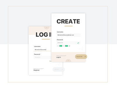 Log in / Create Account account form icons login password register signup sketch ui ux