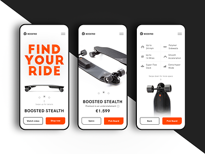 Boosted Boards black boosted clean minimal mobile orange skateboard webshop