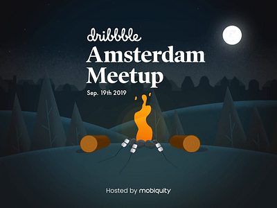 Amsterdam Dribbble Meetup after effects amsterdam animation campfire dribbble illustration marshmellow meetup procreate