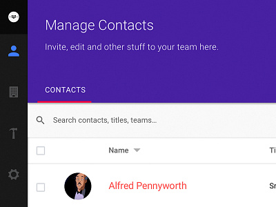 Manage Contacts contacts dashboard employee directory interface manage contacts manage users teams ui web app