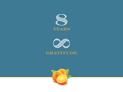 8 Years. Infinite Gratitude. anniversary card orange