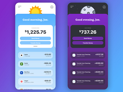Friendly Bank App Concept app bank app gradient wallet