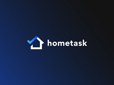 Logo concept for home service management blue check home house logo