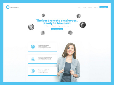 Remote Recruitment Website Concept blue recruitment remote work web design