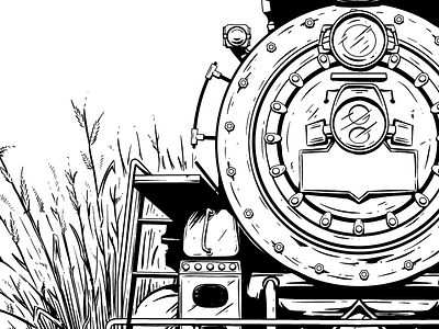 this weeks project gigposter illustration keyline screenprint steamengine train