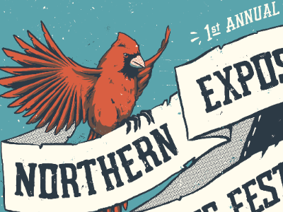 Northern Exposure Blues Festival banner cardinal design gigposter halftones illustration ink keyline overlays screenprint typography