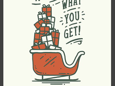 It's all about what you get christmas gifts holiday illustration keyline minimal presents red santa sleigh x mas