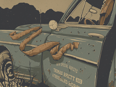 Gig Poster for Jason Aldean car gigposter illustration jason aldean poster rust scarf