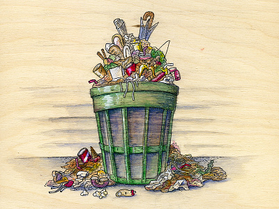 Garbage banana peel garbage garbage can illustration watercolor