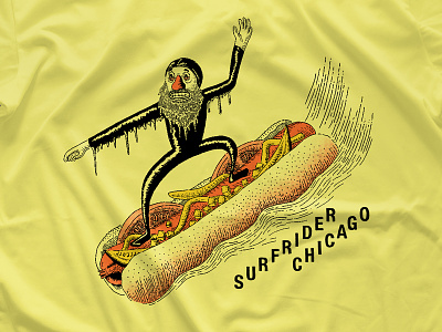 Surfrider Chicago T-shirt chicago doodle day hot dog surfing t shirt tshirt
