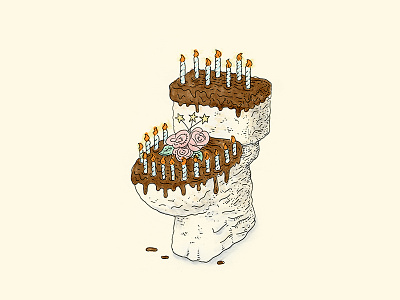 Happy Birthday birthday cake doodle drawing illustration surprise toilet