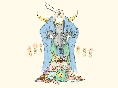 Snackrifice :) goat skull illustration sacrifice snacks
