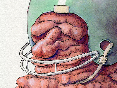 Meathead drawing dreams football helmet gouache helmet illustration ink meat pen