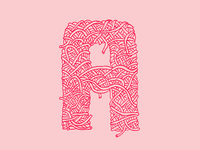 Spaghetti "A" doodle illustration typography