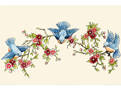 Bluebird bluebird floral illustration watercolor
