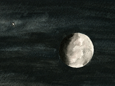 Moon1 dark illustration light moon night shadow sky space star watercolor