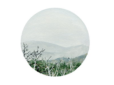 Misty Hills design gouache hills illustration landscape nature painting trees