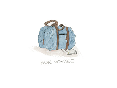 Bon Voyage apparel bag duffel illustration travel watercolor weekender
