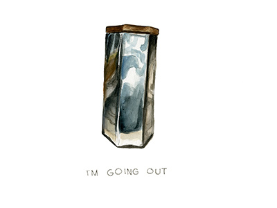 I M Going Out candle design illustration lettering mirror mirrored reflection reflective watercolor wood
