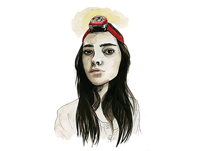 Selfie Headlamp camp clothing face girl headlamp illustration people person product watercolor