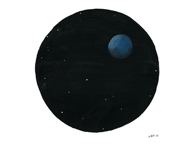 Neptune black cosmos dark gouache illustration neptune outer planet space stars void