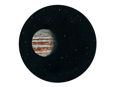 Jupiter gouache illustration jupiter outer painting planet scifi space stars