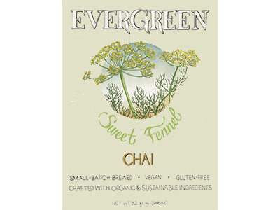 Sweet Fennel Front Retail chai design eco flavor green hand illustration label product watercolor