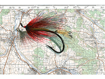 Fly Tie explore nature adventure illustration sports outdoors flyfishing map watercolor