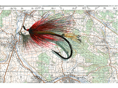 Fly Tie adventure explore flyfishing illustration map nature outdoors sports watercolor