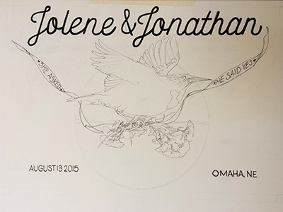 Jack & Jolene WIP bird handlettering lettering savethedate script wedding wip