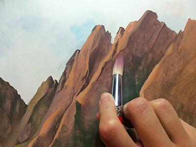 WIP - Mountains in Gouache adventure gouache illustration landscape mountains nature painting process travel wip