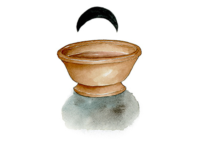 Cup Icon beverage crescent cup drink editorial illustration liquor mezcal moon tequila watercolor