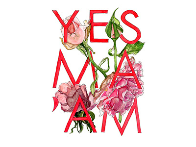 Yes Ma'am Magnet floral flowers handlettering lettering maam madam magnet stickermule watercolor yes