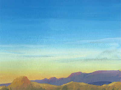 Morning in the Plains desert gouache handpainted landscape mountains nature outdoors outside plains travel