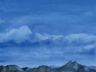 Dusk in the Hills clouds gouache handpainted landscape mountains nature night outdoors travel