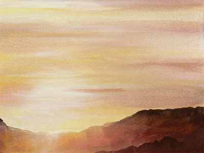 Sunrise over Buttes cd gouache illustration landscape mountains nature package packaging painting record sunrise