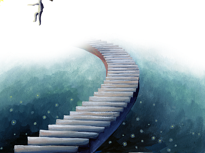 Wander: Shoal Creek Stairs austin childrens city dream fireflies gouache illustration stairs stars texas