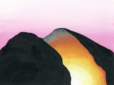 The Split That Showed Us art gallery gouache illustration landscape painting rock
