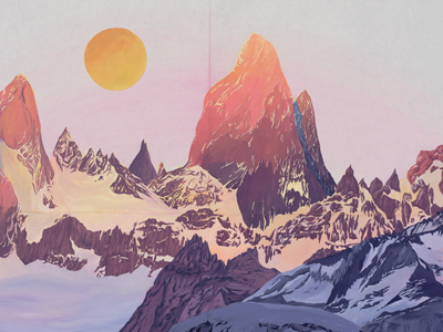 Fitz Roy commission fitz roy gouache landscape mountains painting patagonia sun