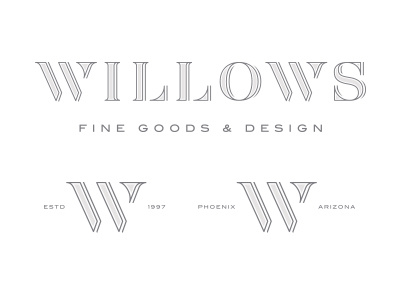 Willows badge elegant gray grey icon modern monochromatic ornate serif type typography willows