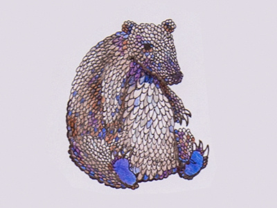 Google animal animals bear blue claws google hand drawn illustration purple scales sketch