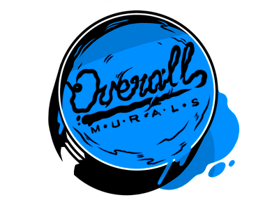 Overall murals-Paint bucket andrey smirny blue bucket drip lettering logo murals ovarall paint